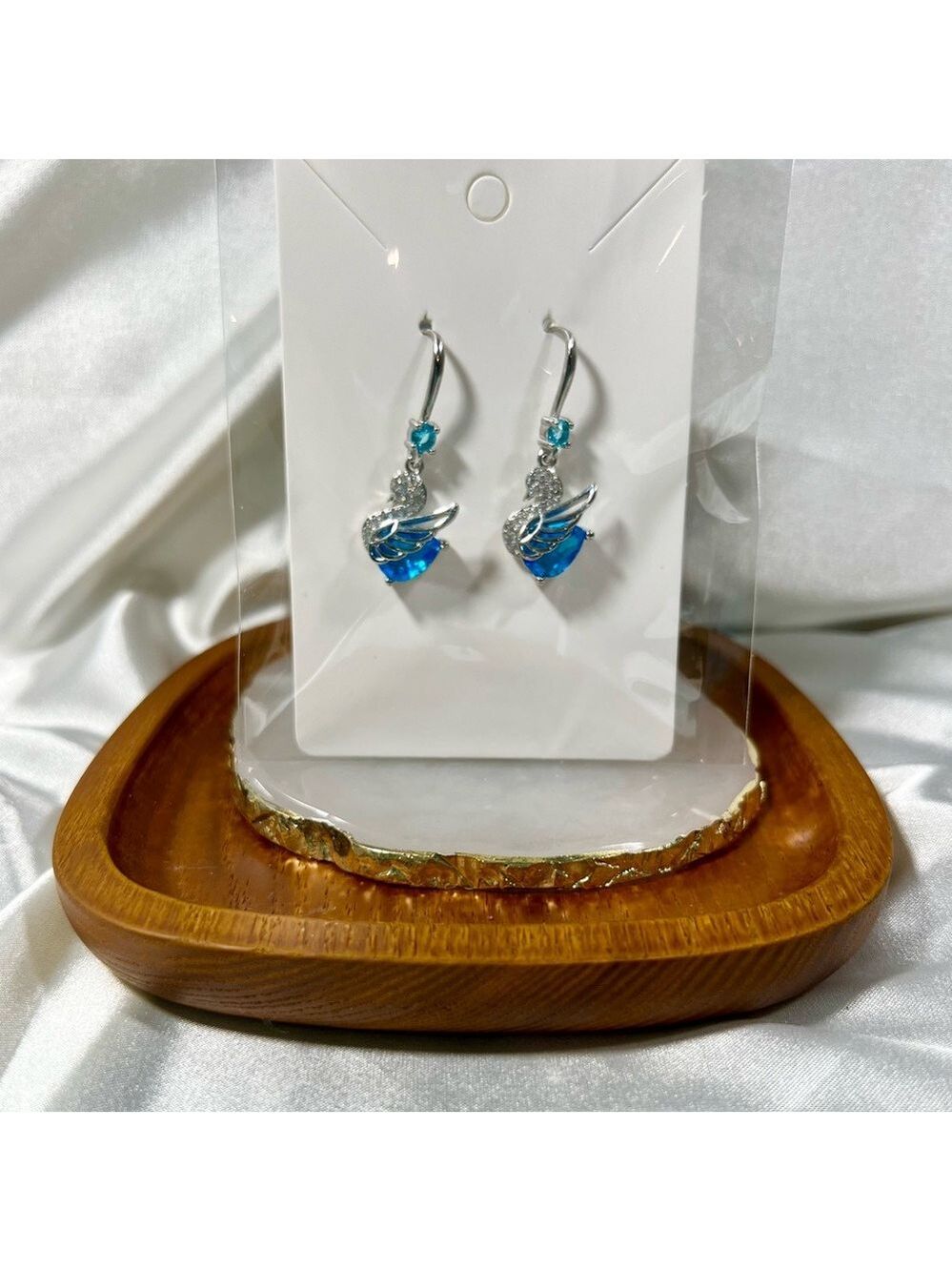 Blue Swan Dangle Earrings - Picture 2 of 5